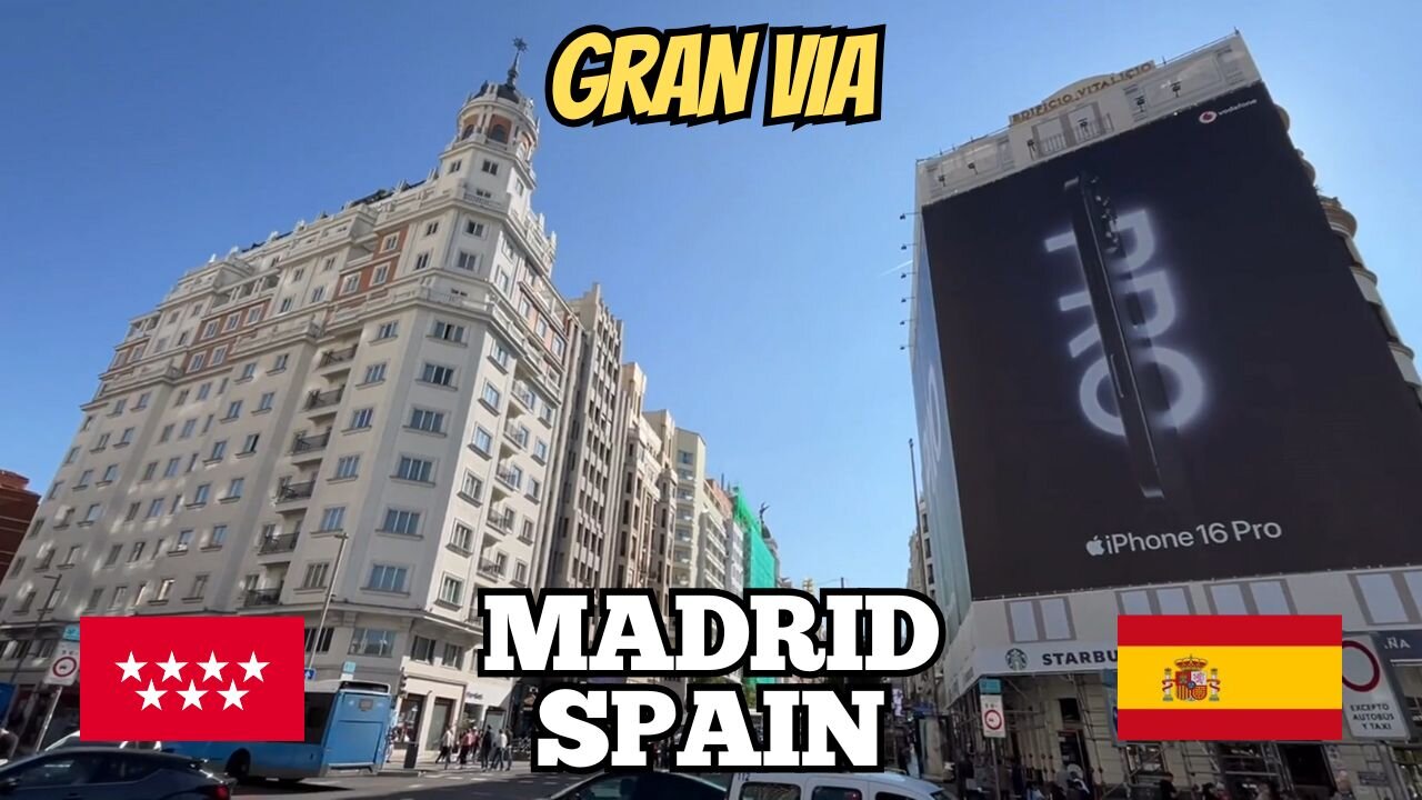 Exploring Madrid Spain 🇪🇸: City Walking Tour Along Gran Via