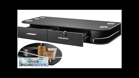 VEVOR Black Wall Mount Styling Station Classic Locking 2 Drawers Storage Beauty Review