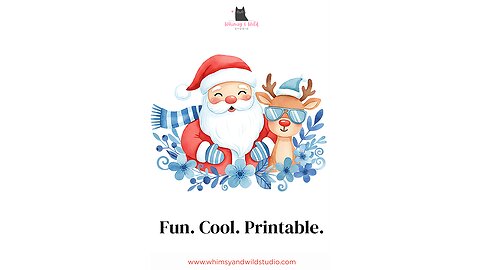 Fun Christmas Santa & Reindeer Clipart | Cute Watercolor Holiday Design