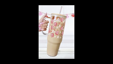 Valentine's Day Heart Cakes Tumbler With Lid and Straw ❤️🙌🏻
