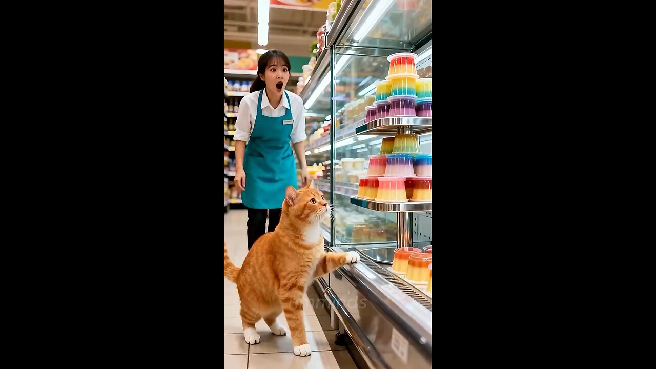 Cute Cat Skates Happily With Friends And Colorful Pudding Basket #hmminds