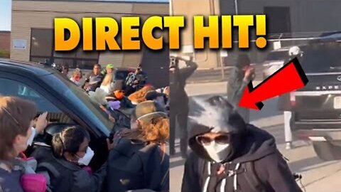 Antifatard gets PEPPER BALL TO THE HEAD as fellow comrades FAIL to stop ICE vehicles from advancin
