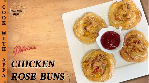 Chicken rose buns | Flower Buns | Chicken Flower Buns | 玫瑰花包 (méiguī huā bāo) | Chicken Bao Rose Bun