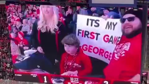 Fans at a hockey game cheered every time this 4 year old kid came on