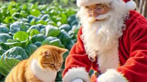 Cute cat cooking for santa #viral