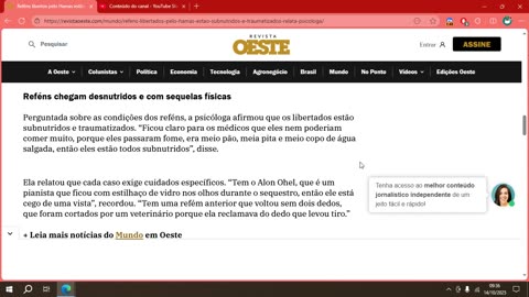 Reféns libertos pelo Hamas estão 'traumatizados', relata psicóloga.mp4