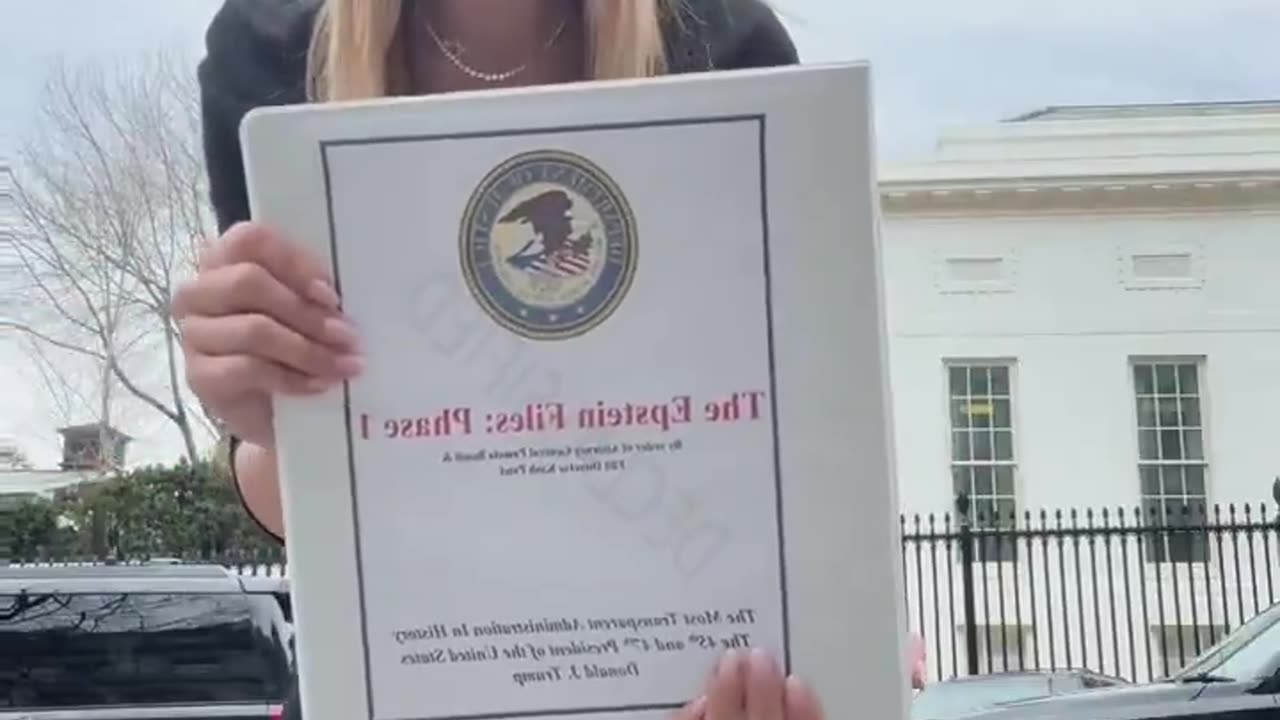 TV host Emily Austin leaves the White House with the first batch of the Epstein Files