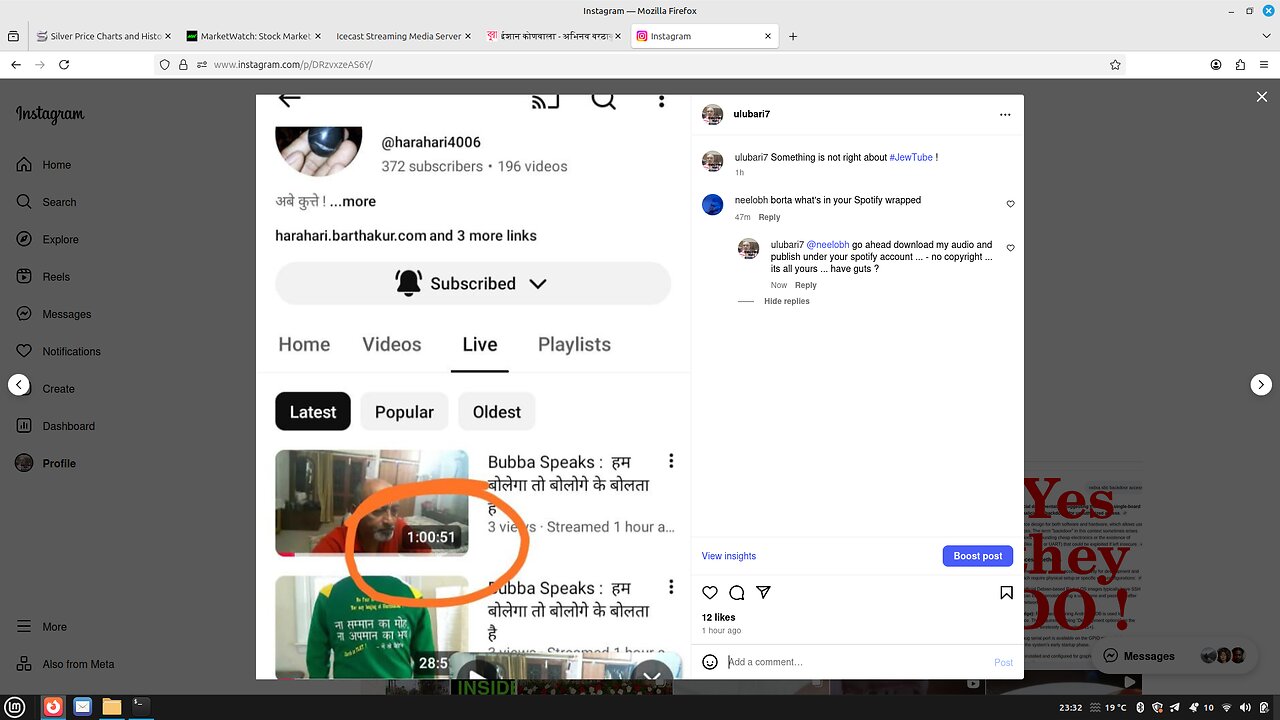 JewTube Cut off my Live Stream ... Hahari.Org channel .. ईशान कोण वाला