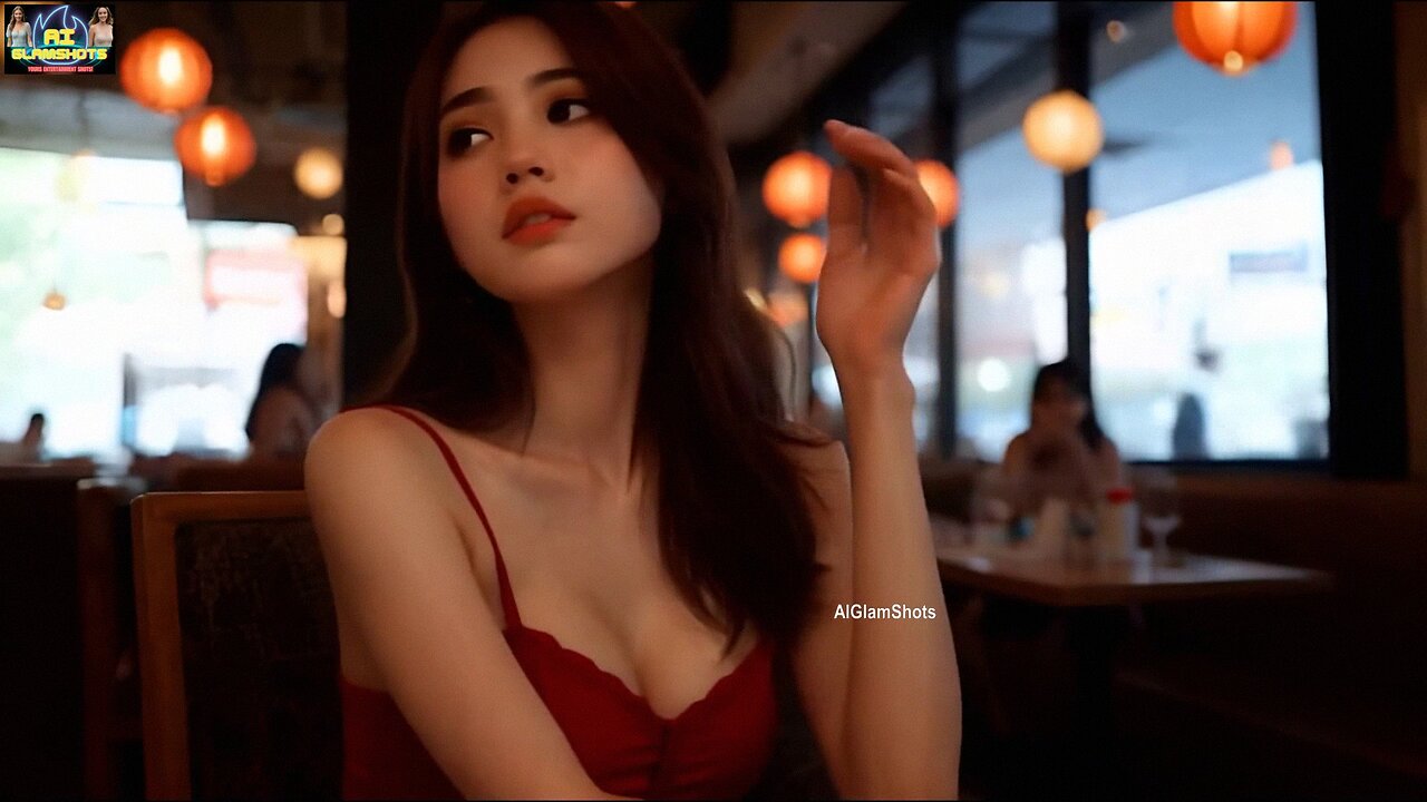 Very beautiful asian AI model photoshoot in restaurant - AIGlamShots