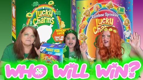 Lucky Charms Saint Patrick's Day Cereal VS Lucky Charms Rainbow Sprinkles Cereal