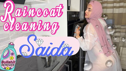 4K Glossy Raincoat Try On 🧥✨ Cleaning & Outfit Style