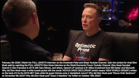 Elon Musk | "The Iain Banks Culture Books Are the Closest Thing to What the Future Will Be Like...I Don't Think Humans Will Be In Control of Something That Is Vastly More Intelligent Than Humans." - (2/5/26) + Revelation 18:21-23?