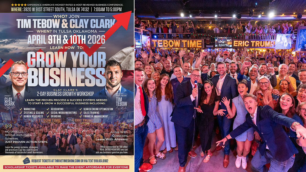 Tim Tebow | It's Tebow Time In Tulsa, OK! Join Tebow LIVE At Clay Clark's ThrivetimeShow.com Business Conference (April 9-10 2026) + Request Tickets Today Via Text 918-851-0102 (Marketing, Financing, Management, & More)