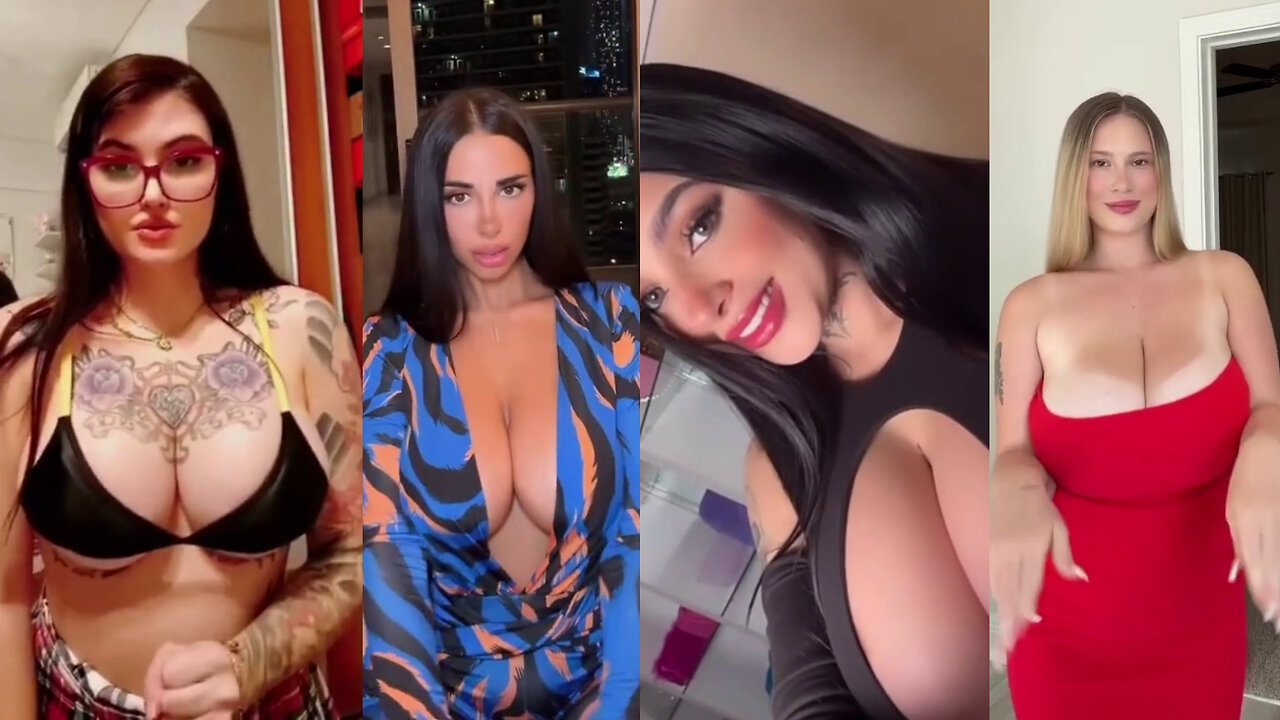 Huge Boobs / No Bra / Hard Nipples 15 - Big bank tiktok challenge ❤️‍ClipchampGirls 2025