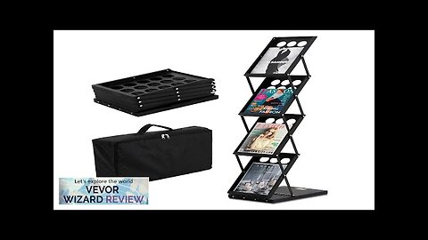 VEVOR Foldable Magazine Display Rack 4-Tier Brochure Literature Display Stand Portable Review