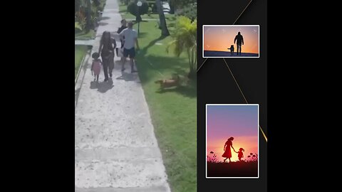 Mother shields daughter from an unleashed dog that lunges at them—prompting male owner to shove her 