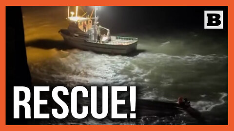 Father and Son Rescue! Helicopter Rescues Pair Clinging to Overturned Vessel