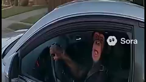 Chimpanzee runs from the cops