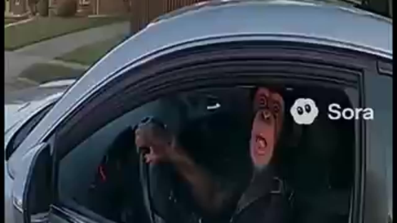 Chimpanzee runs from the cops
