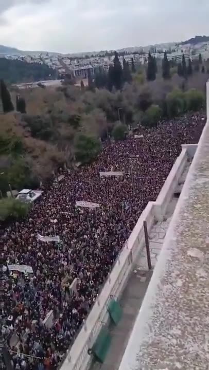 Hundreds of Thousands Gathered in Syntagma Square in Downtown Athens, Greece