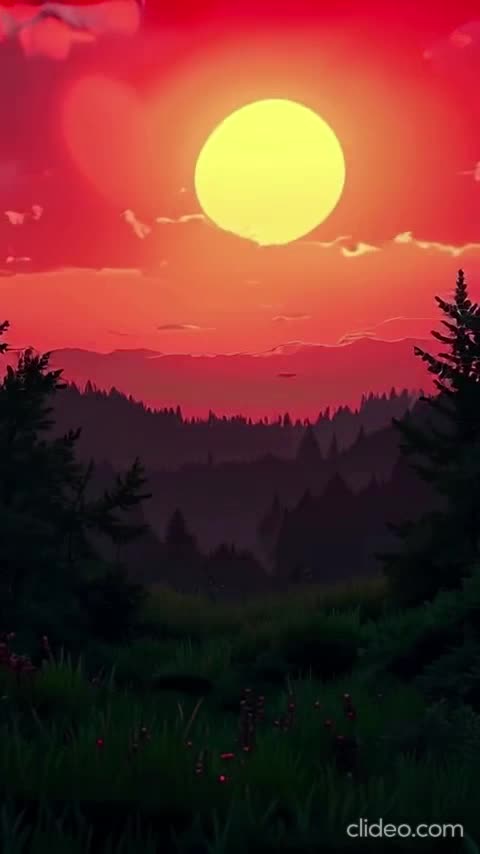 a natureza ao amanhecer do sol vermelho.mp4