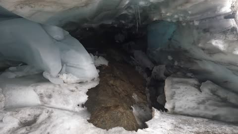 Inside an ice cave in Vallunaraju