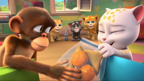 Billi Mausi Aayi 🍬 | Funny Hindi Animal Rhyme for Kids | Sharing is Caring Lesson 🐒🐱