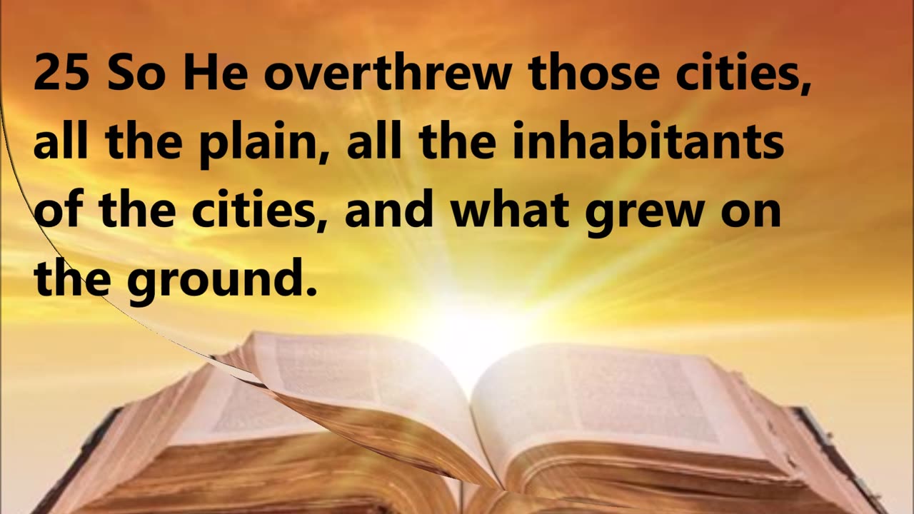 The cities destroyed, and Lot’s wife is turned to a pillar of salt.