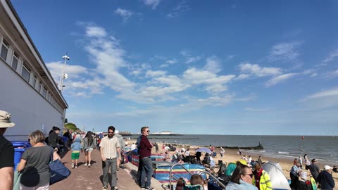 At Clacton On Sea Essex Air Show display looking around the stands & for a loud speaker