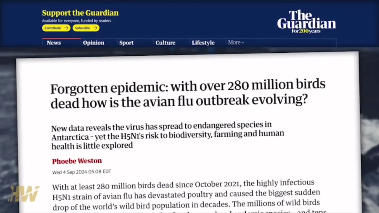 פיטר מקאלו אומר שזן החדש של שפעת העופות מקורו במעבדה הוא מהונדס גנטית