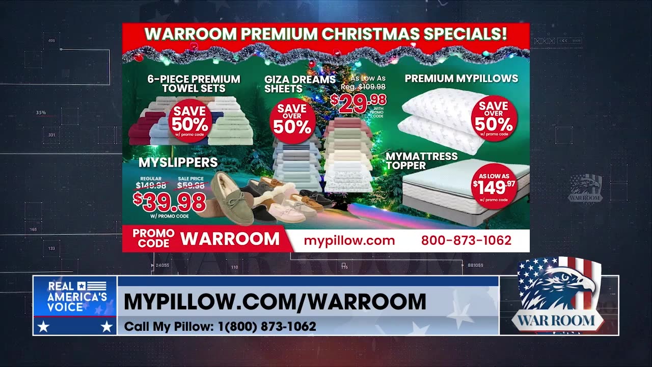 WARROOM PREMIUM CHRISTMAS SPECIALS! Order Today At MyPillow.com/warroom w/ Promo Code WARROOM