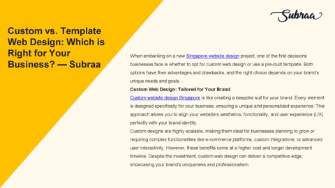 Custom vs. Template Web Design: Which is Right for Your Business? — Subraa