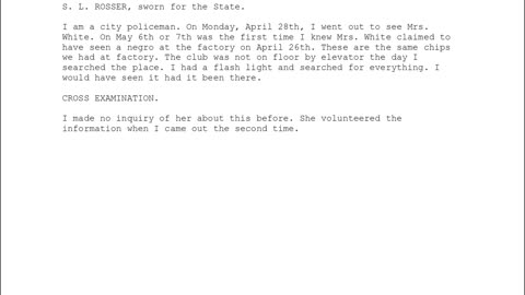 S L ROSSER, Sworn In For The State, 33rd To Testify