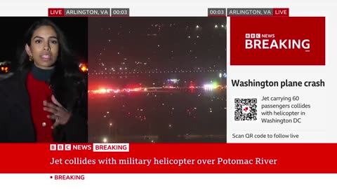 Passenger jet and US Army helicopter collide and crash in Washington DC BBC News