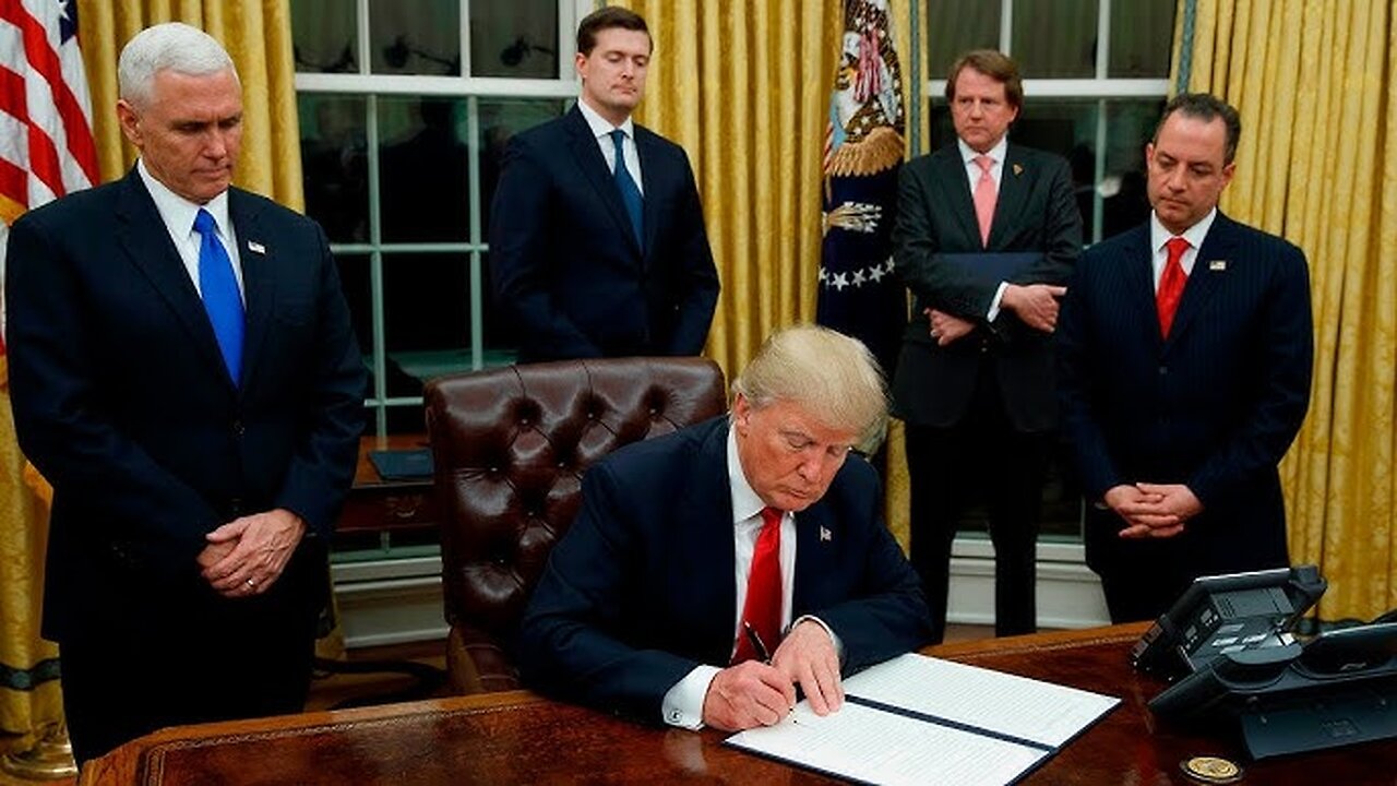 U.S. President Donald Trump signs Executive Orders in the Oval Office