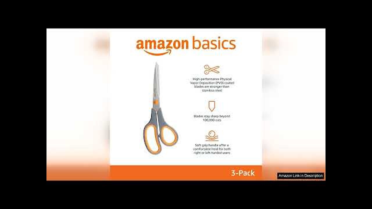 Amazon Basics Multipurpose, Comfort Grip, Stainless Steel Office Scissors, 3-Pack, Review