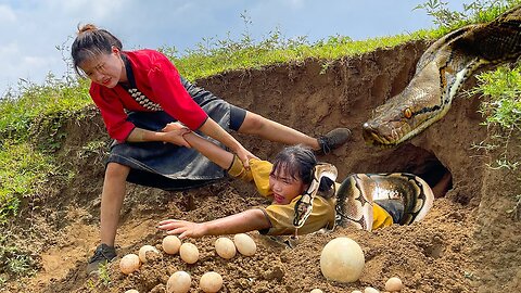 Horrified to discover a giant python monster attacking people - miraculous rescue.