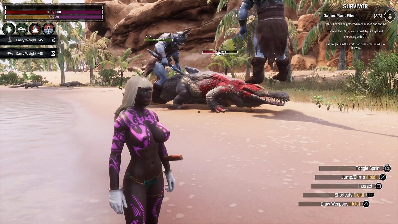 Conan Exiles beginners guide Frost Giants vs Giant Crocodile busty boobs Breast expansion