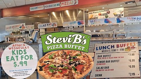 STEVI B'S PIZZA BUFFET REVIEW WITH A SALAD & DESSERT BAR, & A GAME ROOM!