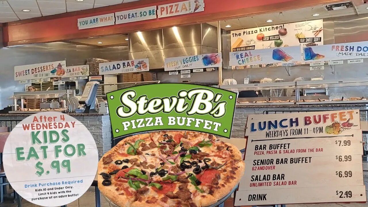 STEVI B'S PIZZA BUFFET REVIEW WITH A SALAD & DESSERT BAR, & A GAME ROOM!