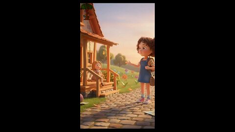 The little girl was going to the village for a holiday.
