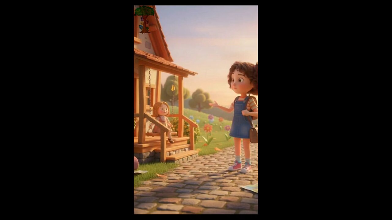The little girl was going to the village for a holiday.