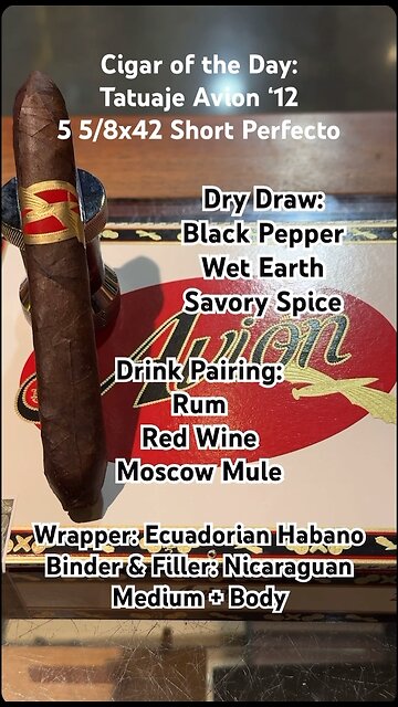 Tatuaje Avion ‘12 5 5/8x42 Short Perfecto #Shorts #Short #CigarOfTheDay #CigarReview #PeteJohnson