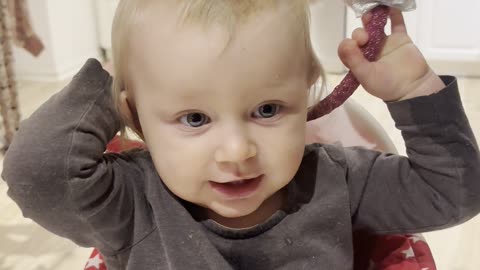 Baby Kayla Holding Earmuffs 🎧😊 (So Joyful!)