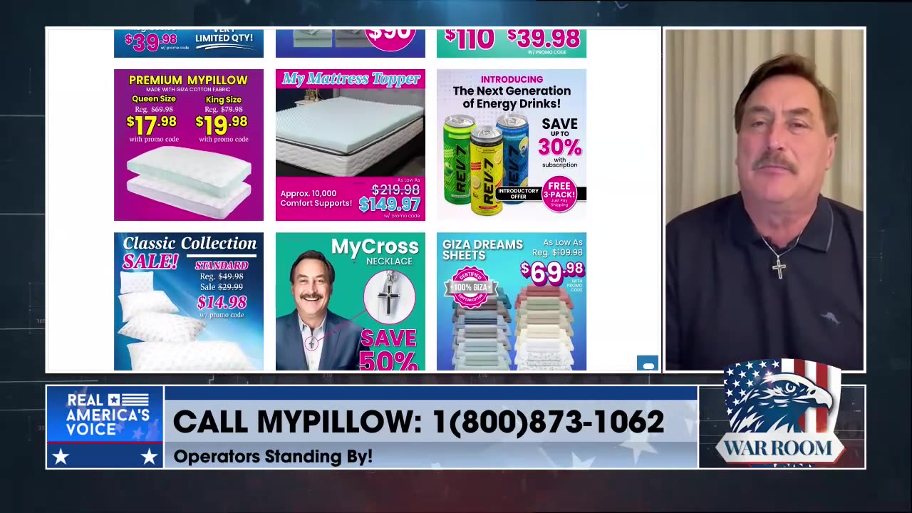 Visit MyPillow.com/warroom And Use Promo Code WARROOM To Get Your Special Deals Today!