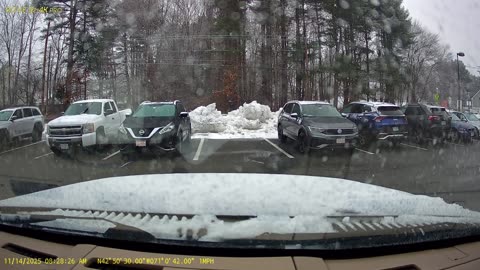 A snowy morning drive.