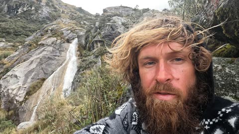 Waterfalls below Churup Lagoon in Huaraz