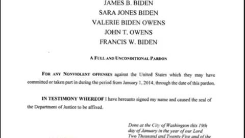 EXECUTIVE OVER REACH ~ Biden's Criminal Family Pardon