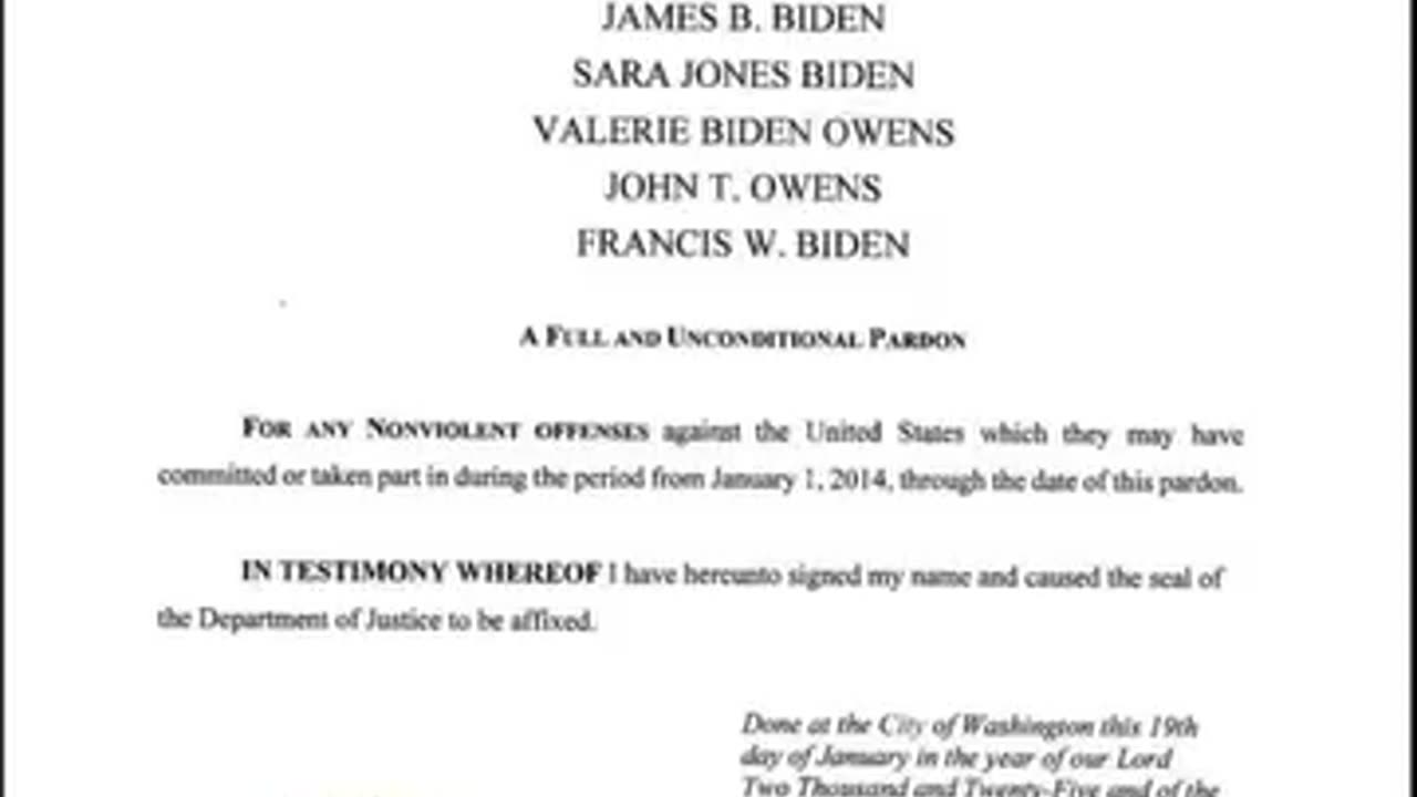 EXECUTIVE OVER REACH ~ Biden's Criminal Family Pardon