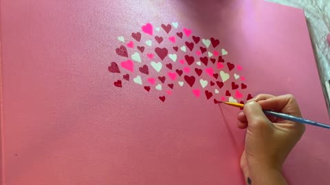 Painting a Tree of Hearts 🌳❤️ Full Acrylic Tutorial + Relaxing Timelapse